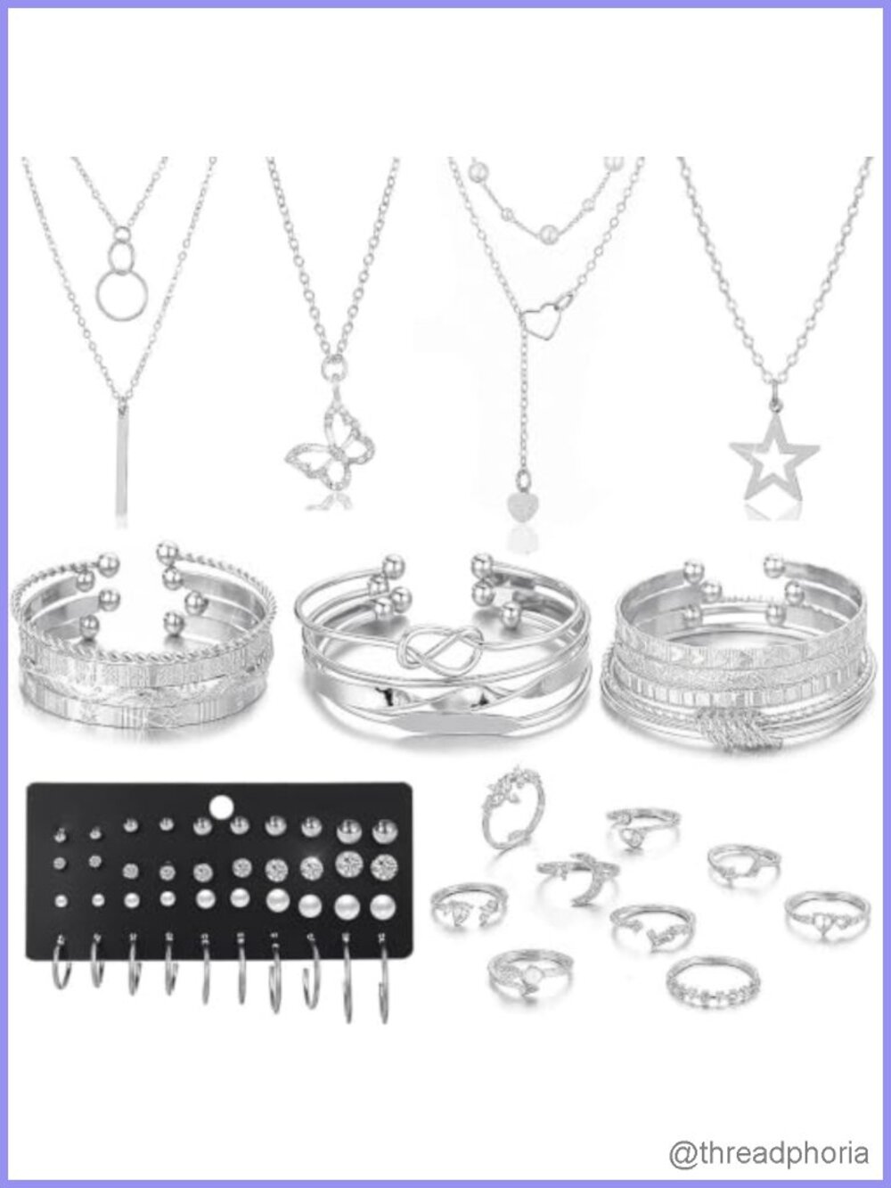 46PC Gold Jewelry Set for Women Necklaces Bracelets Earrings Rings Gift